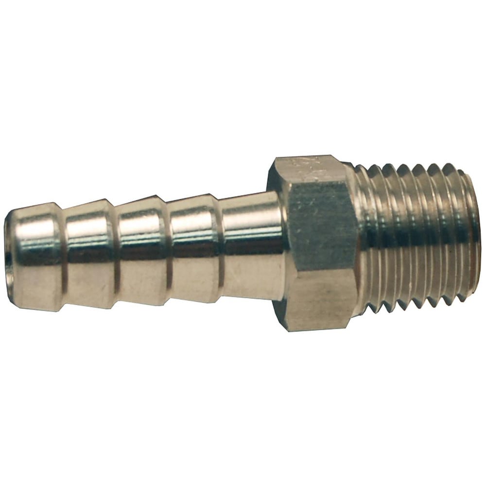 Barbed Hose Fittings; Fitting Type: Hose Barb Insert; Material: Stainless Steel; Thread Standard: MNPT; Thread Size: 1/2; End Connection: Hose Barb x Male NPT; Hose Inside Diameter (Inch): 3/4; Hose Outside Diameter: 3/4