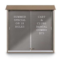 Enclosed Letter Board: 48" Wide, 48" High, Recycled Plastics, Weathered Wood