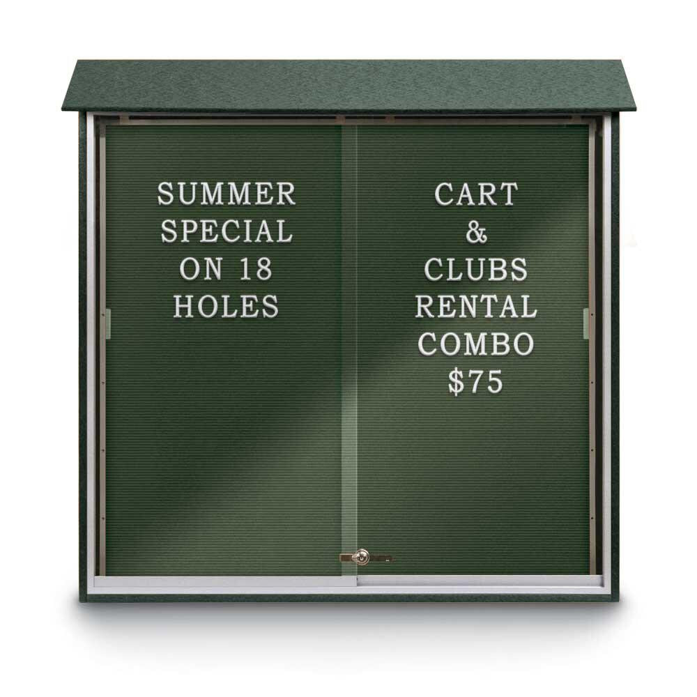 Enclosed Letter Board: 48" Wide, 48" High, Recycled Plastics, Woodland Green