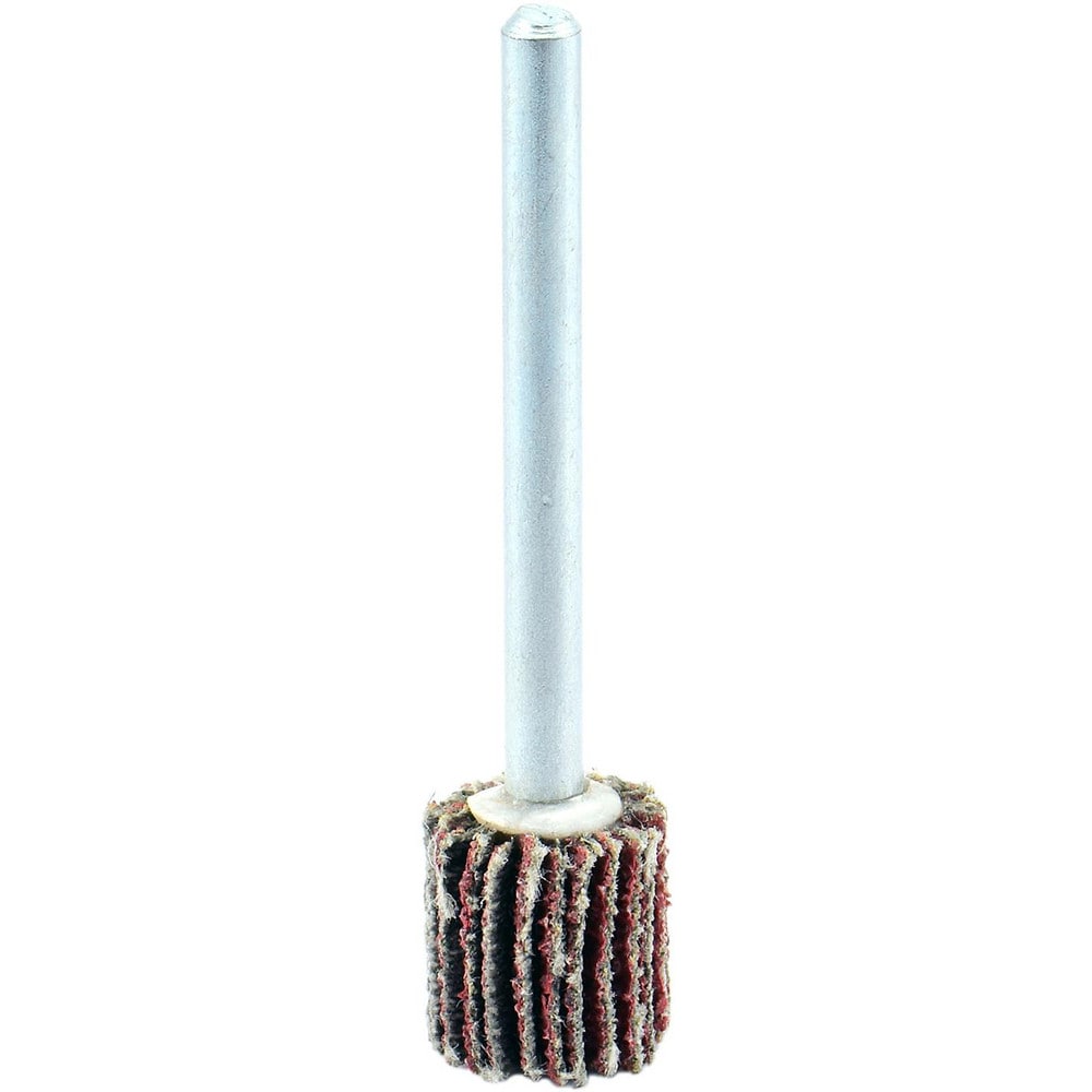 Mounted Flap Wheel: 3/8" Dia, 3/8" Face Width, 60 Grit, Aluminum Oxide