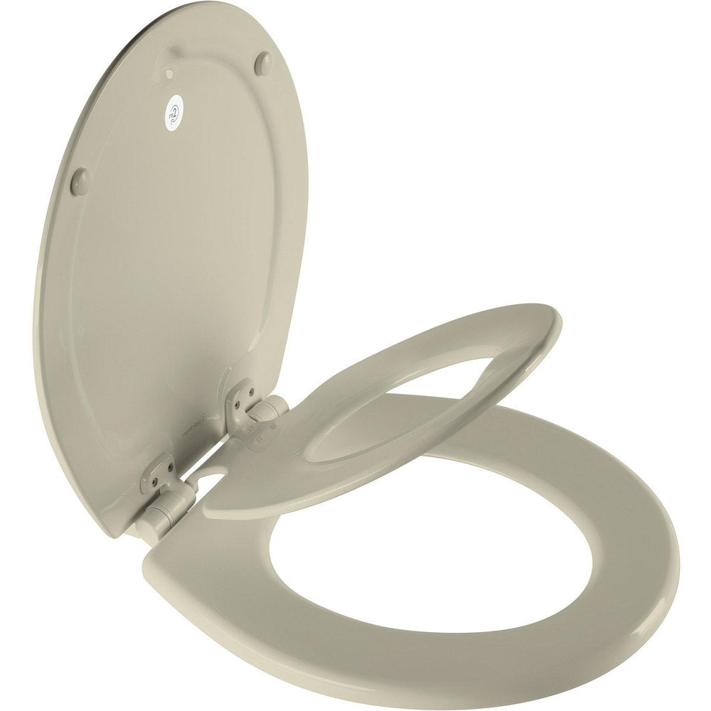 Toilet Seats; Type: Closed, Child; Style: Round; Material: Enameled Wood, Plastic; Color: Bone; Outside Width: 14.375 in; Inside Width: 8.3130 in; Hinge Design: Stay-Tite;Slow Close;Lift-Off;Precision Seat Fit; Length (Inch): 15.06 in