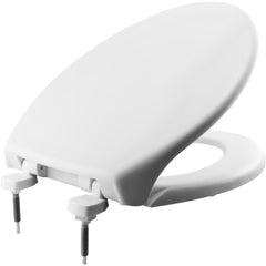 Toilet Seats; Type: Closed, Standard; Style: Elongated; Material: Plastic; Color: White; Outside Width: 14.188 in; Inside Width: 8.1880 in; Hinge Design: Stay-Tite;Stainless Steel; Length (Inch): 18.75 in