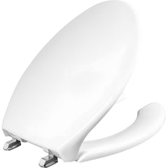 Toilet Seats; Type: Standard, Open; Style: Elongated; Material: Plastic; Color: White; Outside Width: 14.188 in; Inside Width: 8.1880 in; Hinge Design: Stay-Tite;Self-Sustaining Check;Stainless Steel; Length (Inch): 18.56 in