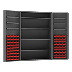 Steel Bin, Shelf & Door Shelf Cabinet: 48" Wide, 72" High