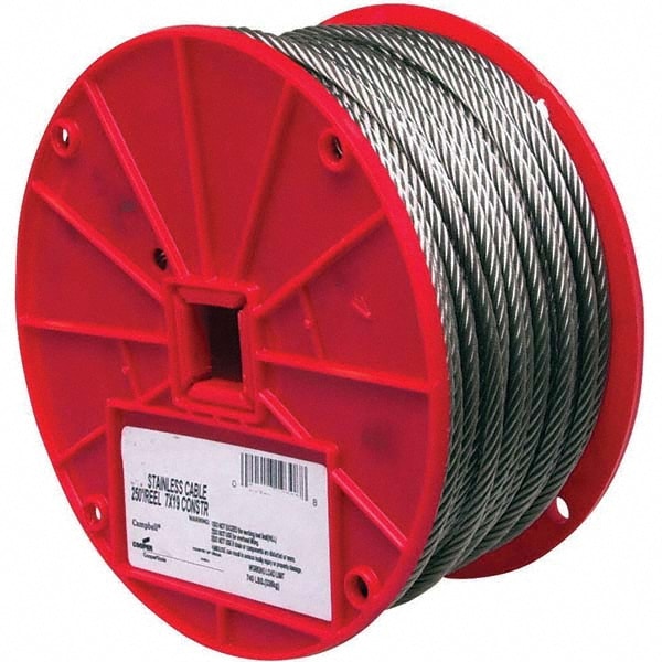 Wire Rope & Cable; Product Type: Cable; Breaking Strength (Lb.): 96; Bare Diameter (Fractional Inch): 1/16; Length Ft.: 250; Diameter (Inch, Fraction): 1/16; Strand Type: 7 x 7