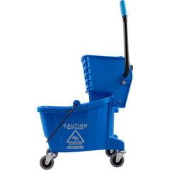 Mop Buckets & Wringers; Connection Type: None; Mop Capacity: 26; Handle Material: Ergonomic Dual Component; Color: Blue; Features: Color-Coded Design, Non-Marking Casters, Side-Press Wringer, Durable Material, Ergonomic Handle