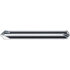 Chamfer Mill: 1/2" Dia, 1/2" Shank Dia, 60.00 deg, 4 Flute, Solid Carbide, Double End