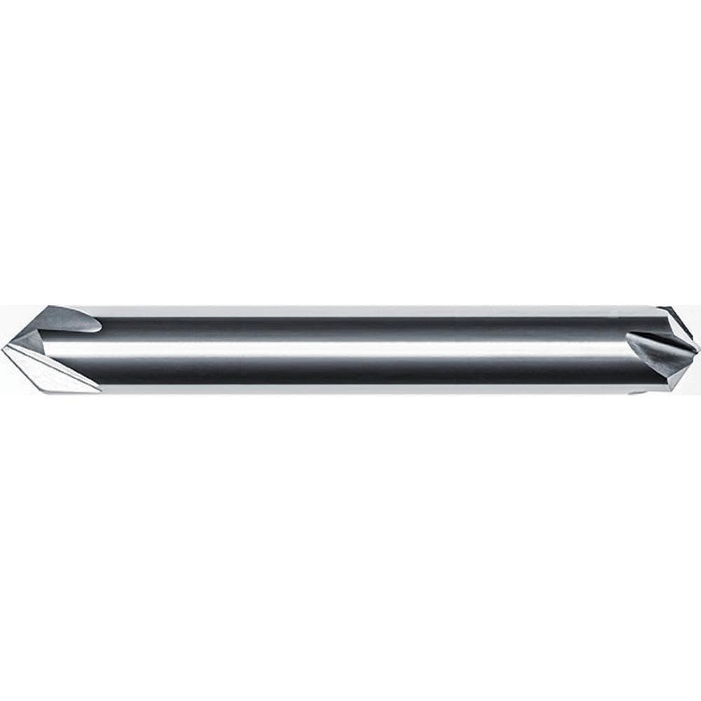 Chamfer Mill: 3/8" Dia, 3/8" Shank Dia, 60.00 deg, 4 Flute, Solid Carbide, Double End