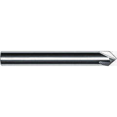 Chamfer Mill: 1/4" Dia, 1/4" Shank Dia, 60.00 deg, 4 Flute, Solid Carbide, Single End