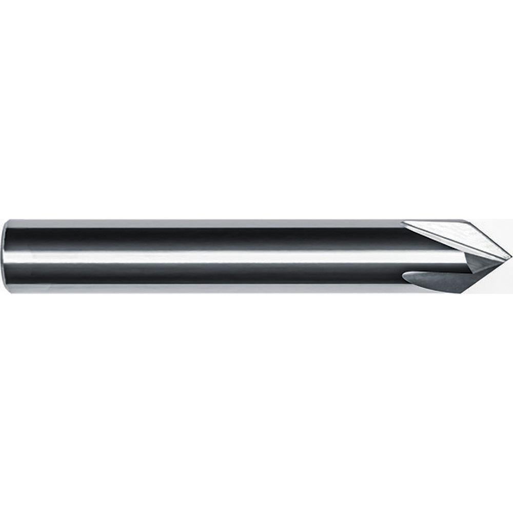 Chamfer Mill: 1/2" Dia, 1/2" Shank Dia, 30.00 deg, 4 Flute, Solid Carbide, Single End