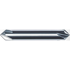 Chamfer Mill: 5/8" Dia, 5/8" Shank Dia, 100.00 deg, 4 Flute, Solid Carbide, Double End