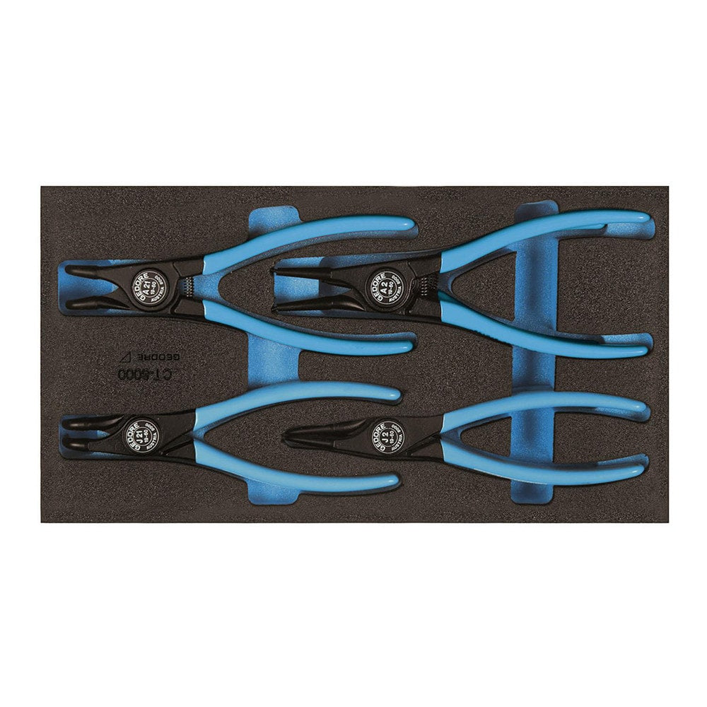 Retaining Ring Pliers Sets; Set Type: External Ring Pliers; Minimum Ring Bore Diameter: 10 mm; Maximum Ring Bore Diameter: 60 mm; Minimum Shaft Diameter: 12 mm; Maximum Shaft Diameter: 60 mm; Container Type: Foam Inserts