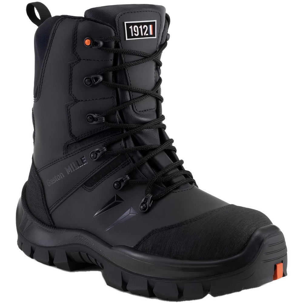Work Boot: Size 7, 9-3/4" High, Leather, Fiberglass & Safety Toe, Construction Boot