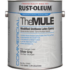 Metal Coating, Latex & Floor Coating  Paint: 1 gal, Silver Gray, Gloss Finish