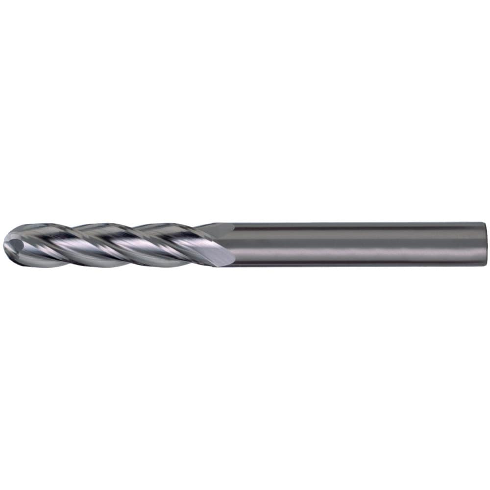 Ball End Mill: 3/32" Dia, 3/8" LOC, 4 Flute, Solid Carbide