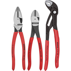 Plier Sets; Plier Type Included: Lineman's Pliers, High Leverage Diagonal Cutter, Cobra Water Pump Pliers; Container Type: None; Handle Material: Plastic, Non-Slip Plastic; Includes: 74 01 200, 87 01 250, 09 01 240; Insulated: No; Tether Style: Not Tethe