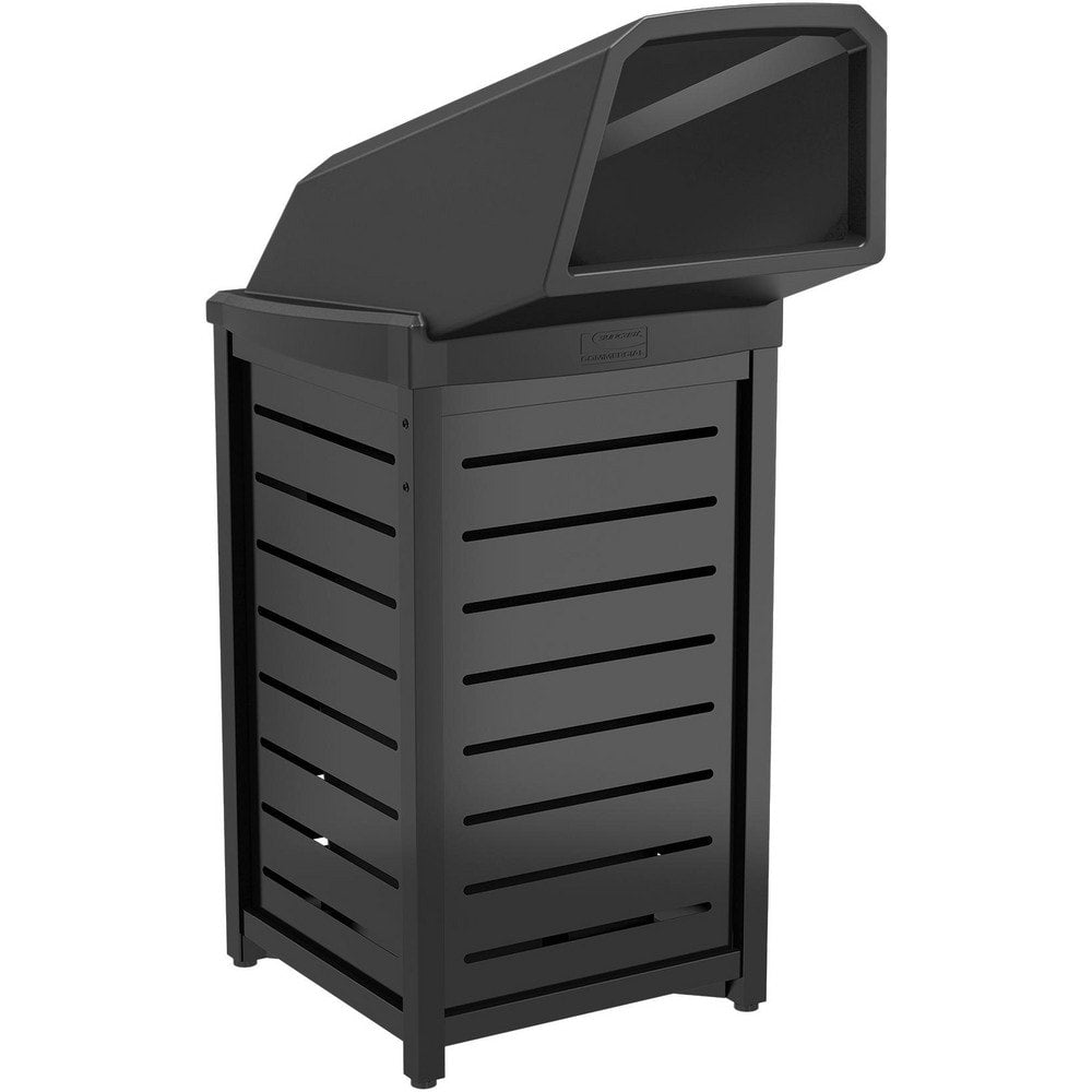 Trash Cans & Recycling Containers; Type: Outdoor; Container Capacity: 30; Container Shape: Round; Lid Type: Chute; Container Material: Steel; Color: Black; Material: Steel