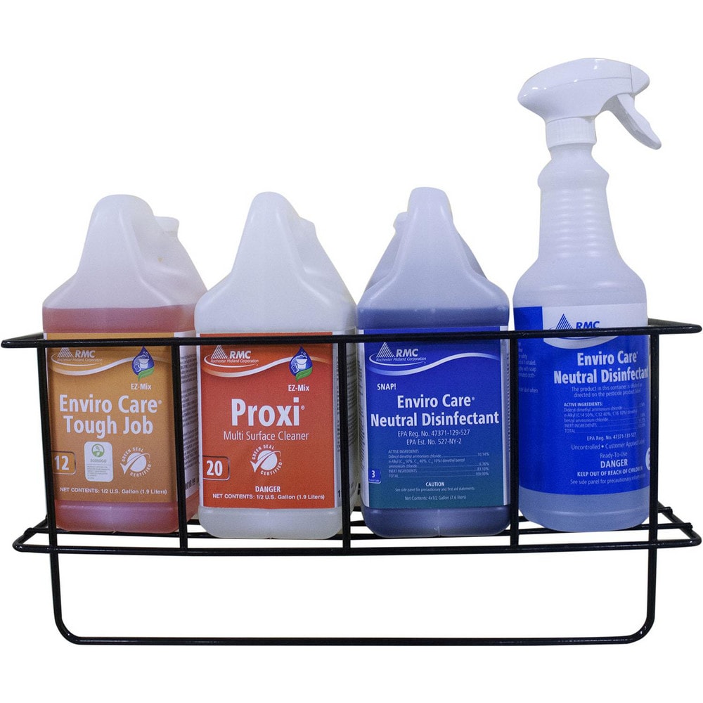 Proportioner Accessories; Type: Accessories, Equipment; Number of Products Accommodated: 4; Product Compatibility: EZ-Mix Products, Chemizer IV, SNAP Dispenser, Chemizer II, Mobile Dispensers; Description: Metal wall rack that holds up to 4 EZ Mix 1/2 gal