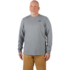 Work Shirt: Lightweight, Breathable & UV Protection, Long Sleeve, Large, Cotton & Polyester, Gray, 0 Pocket