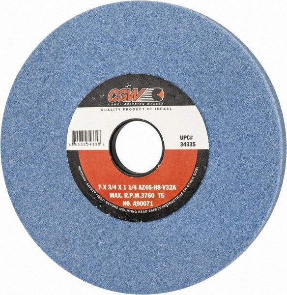 Surface Grinding Wheel: 7" Dia, 3/4" Thick, 1-1/4" Arbor, 46 Grit