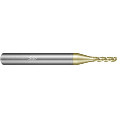 Corner Radius End Mill: 3/16" Dia, 7/16" LOC, 0.0100" Radius, 3 Flute, Solid Carbide