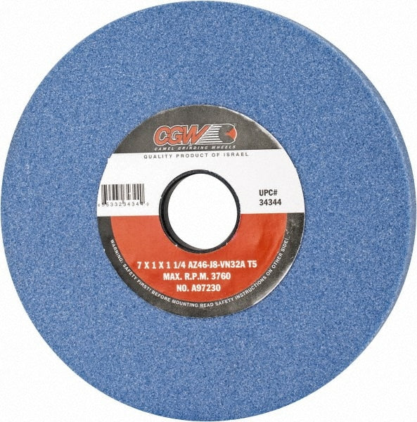 Surface Grinding Wheel: 7" Dia, 1" Thick, 1-1/4" Arbor, 46 Grit