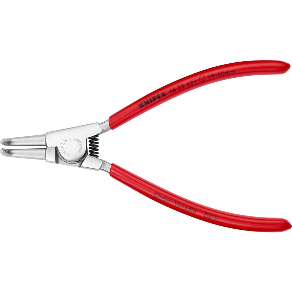 Retaining Ring Pliers; Type: External Snap Ring Pliers; Tip Angle: 90; Ring Diameter Range (Inch): 3/4 to 2-23/64; Overall Length (Inch): 6-3/4