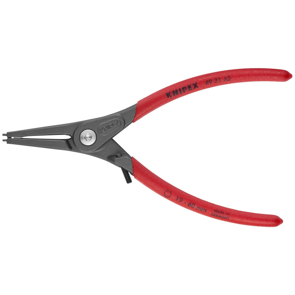 Retaining Ring Pliers; Type: Precision External Snap Ring Pliers; Tip Angle: 0; Ring Diameter Range (Inch): 3/4 to 2-23/64; Overall Length (Inch): 7-1/4