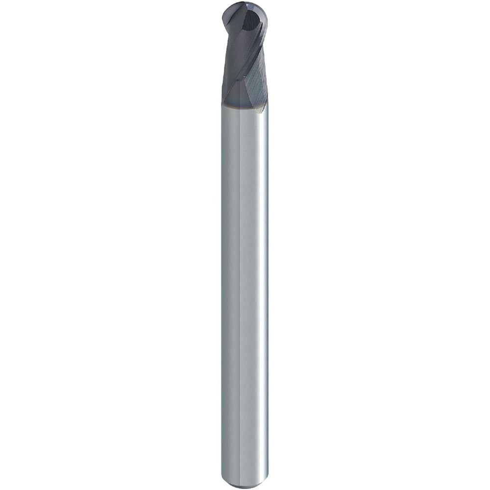 Ball End Mill: 0.60 mm Dia, 0.90 mm LOC, 2 Flute, Solid Carbide