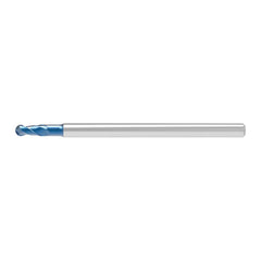Ball End Mill: 1.00 mm Dia, 3.00 mm LOC, 2 Flute, Solid Carbide