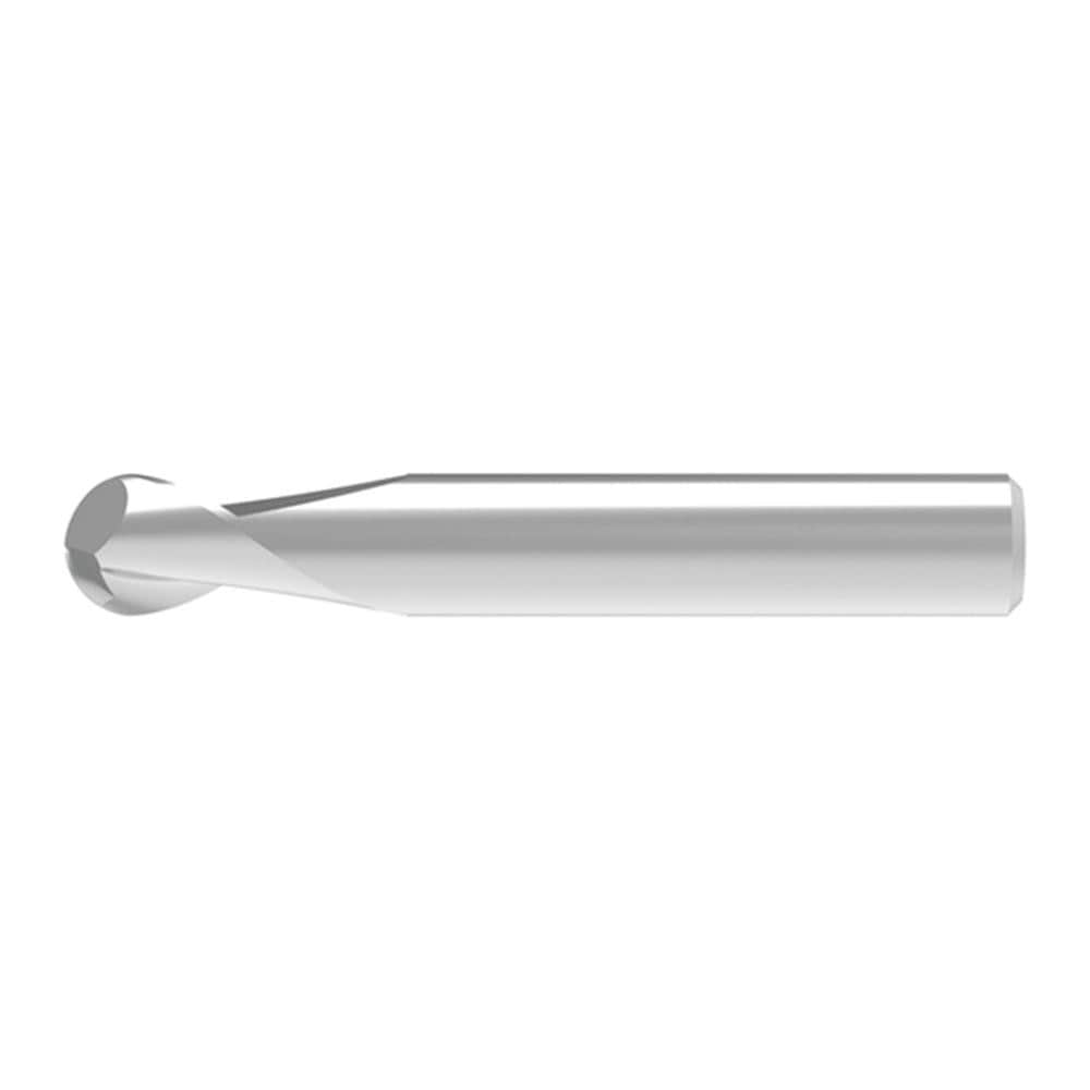Ball End Mill: 0.30 mm Dia, 1.00 mm LOC, 2 Flute, Solid Carbide