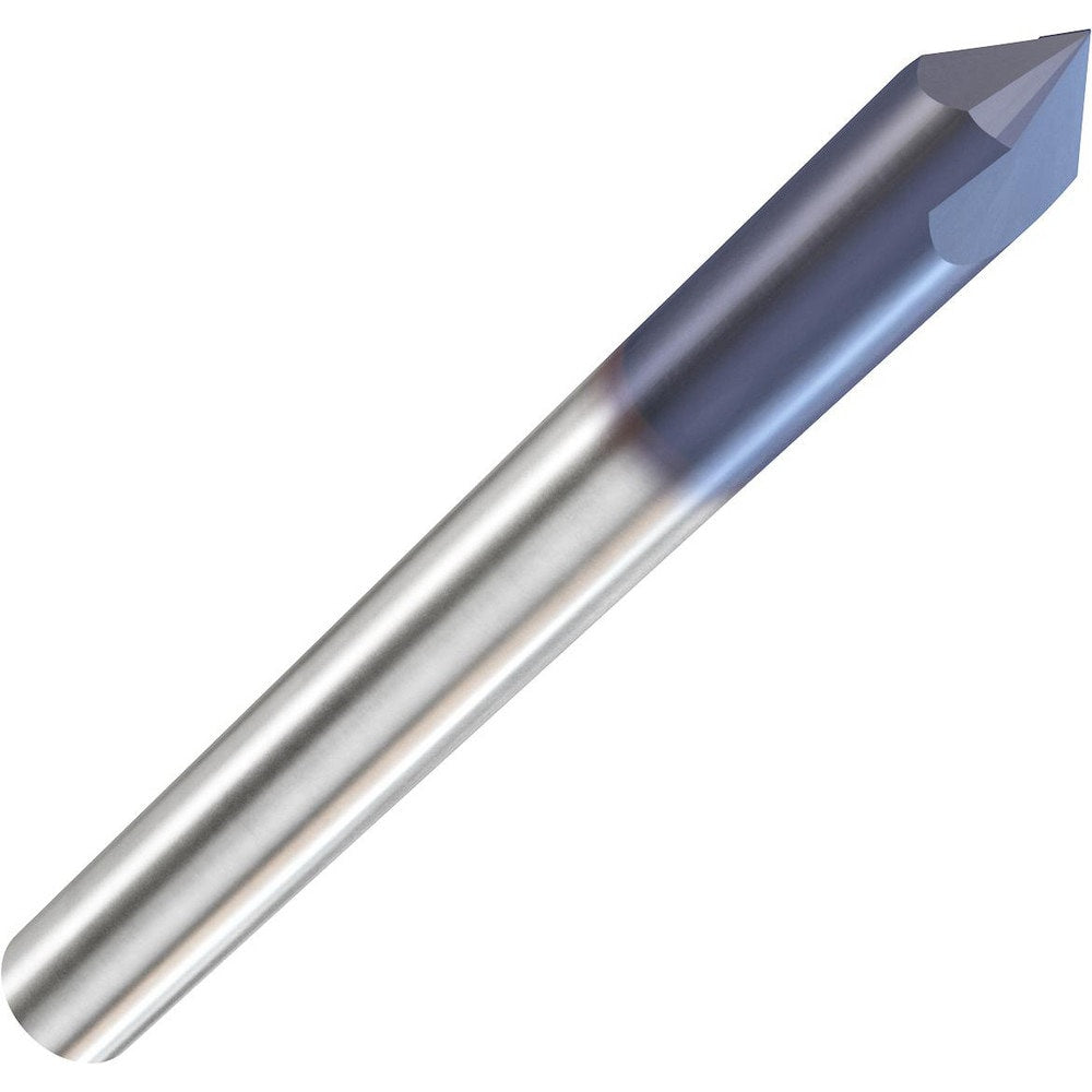 Chamfer Mill: 1/8" Dia, 1/8" Shank Dia, 45 deg, 2 Flute, Solid Carbide, Single End