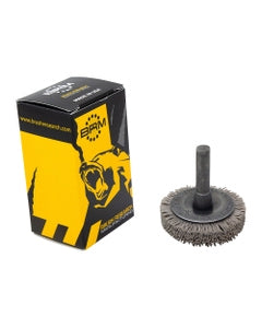 1 1/2″ Diameter × 0.437″ Width, 320 Grit, Aluminum Oxide, 0.022″ Crimped Bristle, Wheel Brush