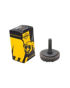 1 3/4″ Diameter × 1/2″ Width, 80 Grit, Aluminum Oxide, 0.040″ Crimped Bristle, Wheel Brush