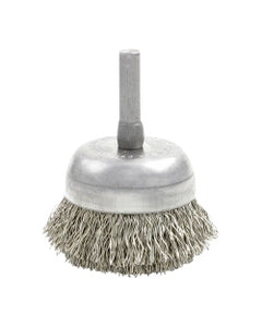 ‎0.006″ Bristle Dia., 1-3/4″ × 3/4″ Stainless Steel, Small Diameter Cup Brush