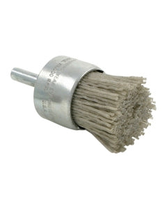 1/2″ Diameter × 1/4″ Shank Diameter × 7/8″ Trim Length, 0.040″ Abrasive Nylon Bristle, Aluminum Oxide, Solid End Brush