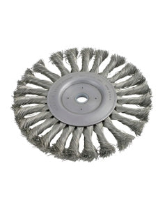 6″ Diameter × 5/8″ Width, Stainless Steel, 0.016″ Knotted Bristle, Wheel Brush