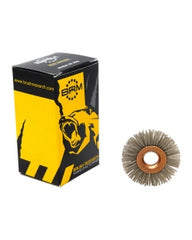 1 1/4″ Diameter × 0.312″ Width, 120 Grit, Aluminum Oxide, 0.040″ Crimped Bristle, Wheel Brush