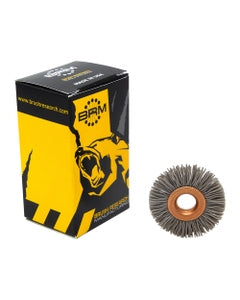 1 1/2″ Diameter × 0.312″ Width, 320 Grit, Aluminum Oxide, 0.022″ Crimped Bristle, Wheel Brush