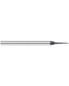 ‎1/64″ Dia. × 0.12″ LOC × 1/8″ Shank Size × 1-1/2″ OAL, 3 Flute, 15 Degrees Body Half Taper Angle, Carbide, AlTiN Nano, Square, Tapered End Mill