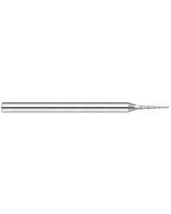 0.045″ Dia. × 0.36″ LOC × 3/16″ Shank Size × 3″ OAL, 3 Flute, 10 Degrees Body Half Taper Angle, Carbide, Uncoated, Square, Tapered End Mill
