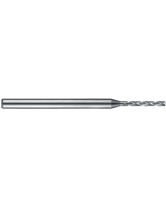 0.8 mm Dia. × 3 mm Shank Dia. × 50 mm OAL × 5.6 mm LCF, 140 Degrees, 7xD, 2 Flute, Uncoated - Solid Carbide Drills