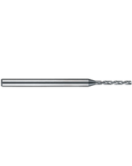 0.85 mm Dia. × 3 mm Shank Dia. × 50 mm OAL × 6 mm LCF, 140 Degrees, 7xD, 2 Flute, Uncoated - Solid Carbide Drills