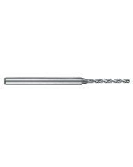 0.85 mm Dia. × 3 mm Shank Dia. × 50 mm OAL × 1.2 mm LCF, 140 Degrees, 12xD, 2 Flute, Uncoated - Solid Carbide Drills