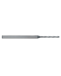 0.9 mm Dia. × 3 mm Shank Dia. × 50 mm OAL × 1.8 mm LCF, 140 Degrees, 12xD, 2 Flute, Uncoated - Solid Carbide Drills