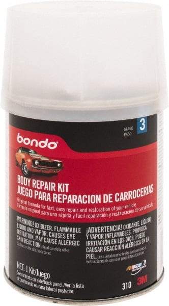 3M - 4 Piece Body Repair Kit - 16 oz Body Filler, .50 oz Cream Hardener, Metal Body Patch, Spreader - Industrial Tool & Supply