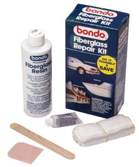 3M - 7 Piece Fiberglass Repair Kit - 8 oz Fiberglass Resin, .2 oz Liquid Hardener Plastic Spreader, 3 Sq Ft Fiberglass Cloth, Mixing Stick, Mixing Tray, Instructions Booklet - Industrial Tool & Supply