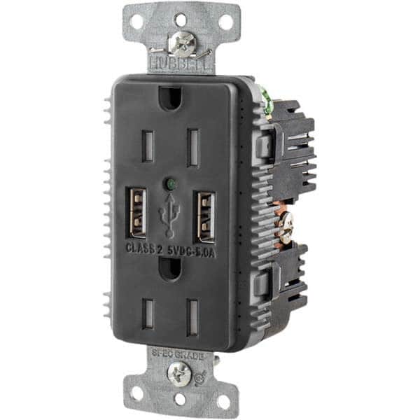 Hubbell Wiring Device-Kellems - USB Receptacles Number of USB Ports: 2 Number of Receptacles: 2 - Industrial Tool & Supply
