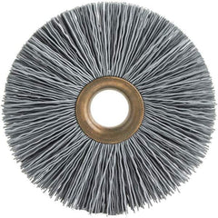 Brush Research Mfg. - 4" OD, 1/2" Arbor Hole, Crimped Abrasive Nylon Wheel Brush - 3/4" Face Width, 1-7/16" Trim Length, 20,000 RPM - Industrial Tool & Supply