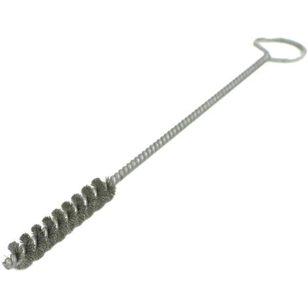 Brush Research Mfg. - 1-1/2" Diam Helical Stainless Steel Tube Brush - Single Spiral, 0.01" Filament Diam, 3" Brush Length, 12" OAL, 0.245" Diam Galvanized Steel Shank - Industrial Tool & Supply
